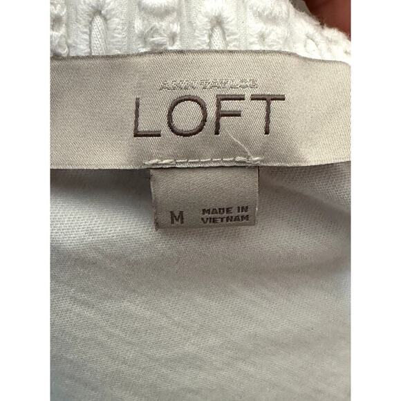 Ann Taylor LOFT White Cotton Eyelet One Shoulder Top Size M - Picture 5 of 6